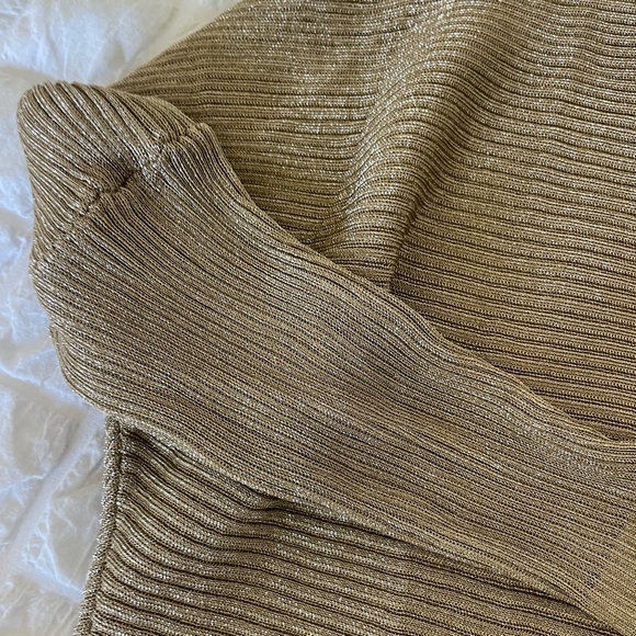 Reiss Tan Gold Louisa Off-the-Shoulder Sweater Top - Picture 7 of 9